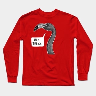 HEY THERE! Black Flamingo Long Sleeve T-Shirt